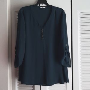 Women's dark teal sheer shirt